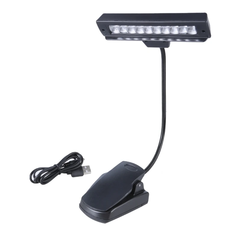 Portable Clip On LED Lamp 10 Bulbs 2 Power USB/3xAA for Night Reading Dropsale