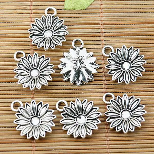 

10pcs 17mm Tibetan Silver Color Flower Design Charms EF1438 Jewelry Making Supplies Pendants Jewelry Making