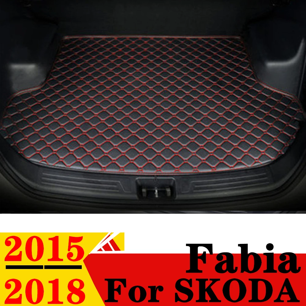 

Коврик в багажник автомобиля для SKODA Fabia 2018 2017 2016 2015, плоская боковая задняя грузовая защита, коврик для багажника, коврик для багажника, автозапчасти