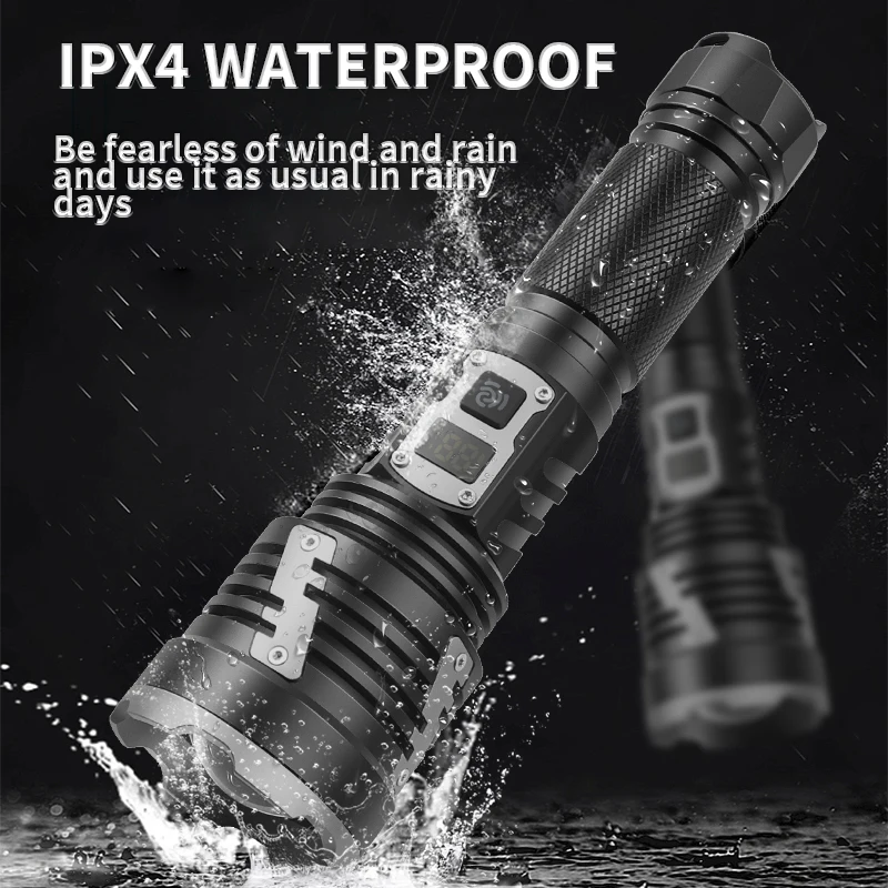 XHP360 مصباح يدوي قوي للغاية LED ضوء العمل مصباح LED قابل لإعادة الشحن 9900000000LM مقاوم للماء الشعلة أضواء خارجية للتخييم