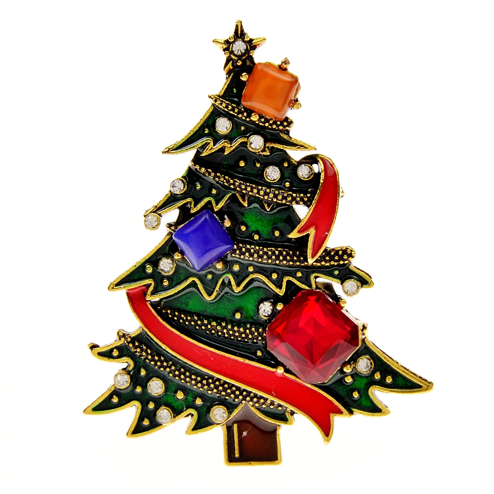 CINDY XIANG Rhinestone Beautiful Christmas Tree Brooches For Women Festivel Party Pin Home Decoration High Quality Enamel