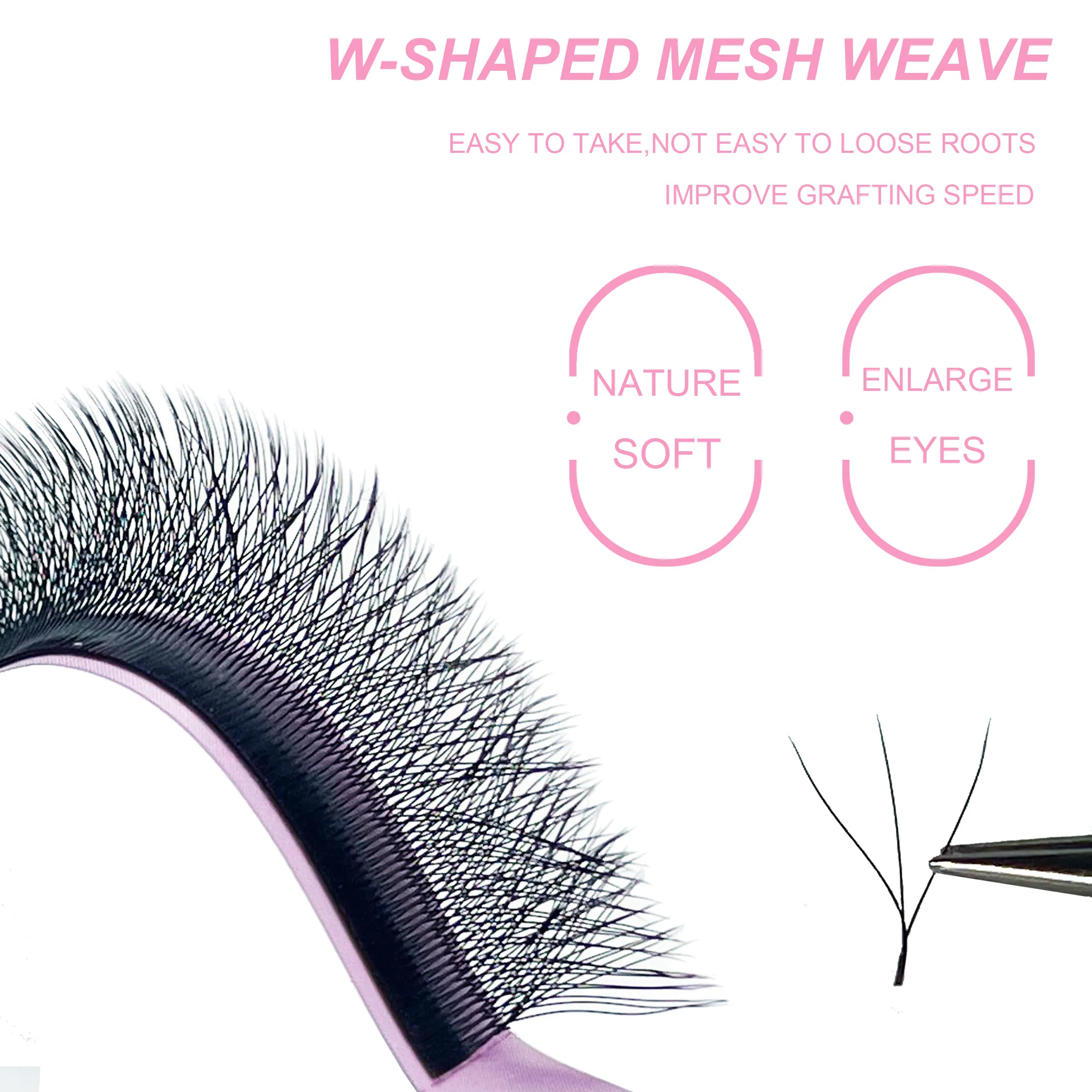 MIOFIA-extensión de pestañas en forma de W, pestañas postizas 3D 4D 5D 6D, ventiladores prefabricados, herramienta de maquillaje de pestañas individuales suaves y naturales ligeras