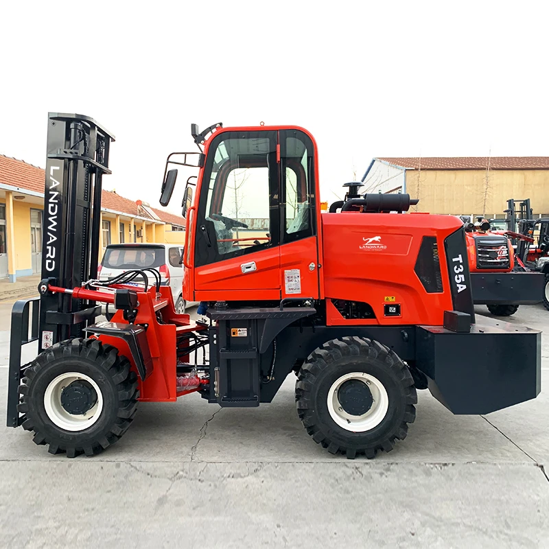 Personalizzazione di fabbrica vendita calda 3-6 tonnellate carrello elevatore fuoristrada 4WD carrello elevatore a quattro ruote motrici a buon mercato Mini carrello elevatore fuoristrada prezzo