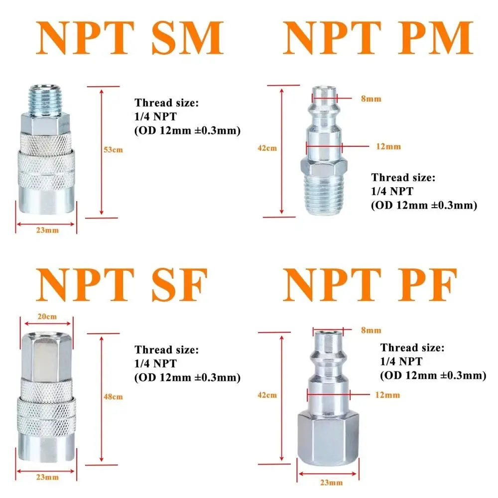 1Pcs NPT 1/4 Quick Release Connector Metal PM SM PF SF Hose Connector US Type Pneumatic Fitting Connector