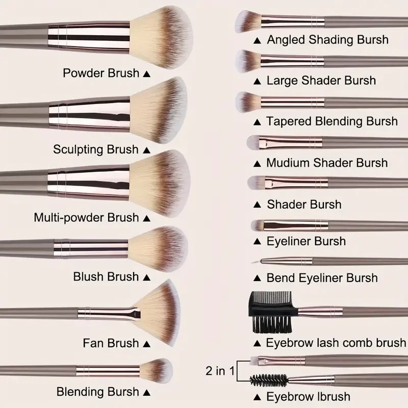 Professional Makeup Brush Set, macio, macio, sombra, blush, highlighter, fundação, corretivo, mistura, ferramenta de beleza, 1pc, 20pcs