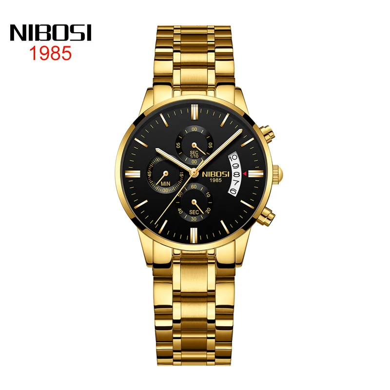 

NIBOSI Brand Womens Wristwatch Luxury Gold Watches Ladies Waterproof Stainless Steel Quartz Woman Wristwatch Relogio Feminino