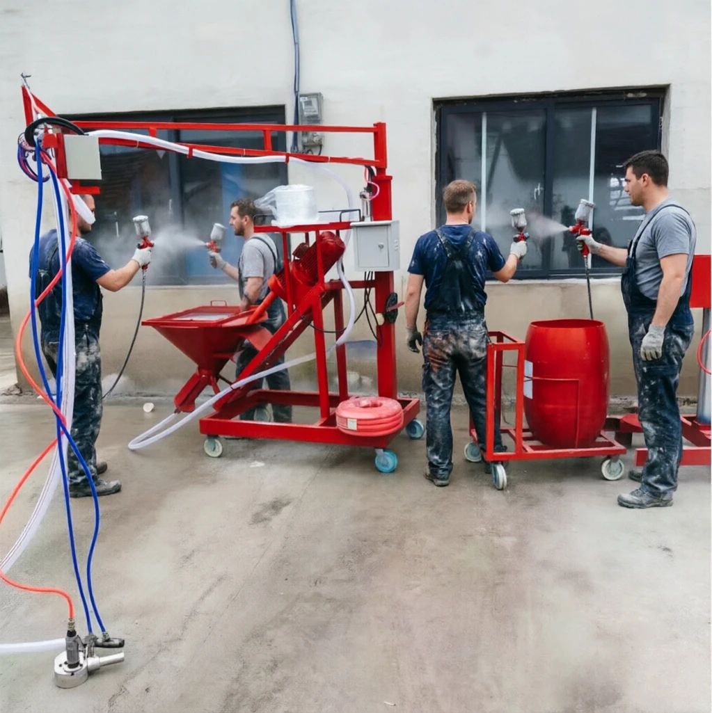 Export Standard Wheeled GRC Shotcrete Sprayer Rust Proof Frame Stable Performance Foreign Construction Site Tool