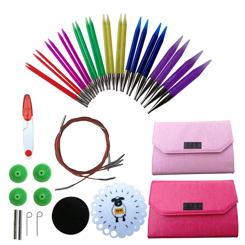 Acrylic Knitting Needles Set Interchangeable Crochet Needles for Crochet Yarn Knitting Accessories Kit for Beginners Gift