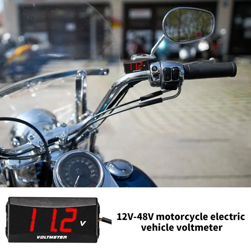 Automatic Volt Meter Waterproof 12V Battery Meter LED Display Voltmeter Weather-Resistant Digital Voltmeter Gauge Voltage Gauge