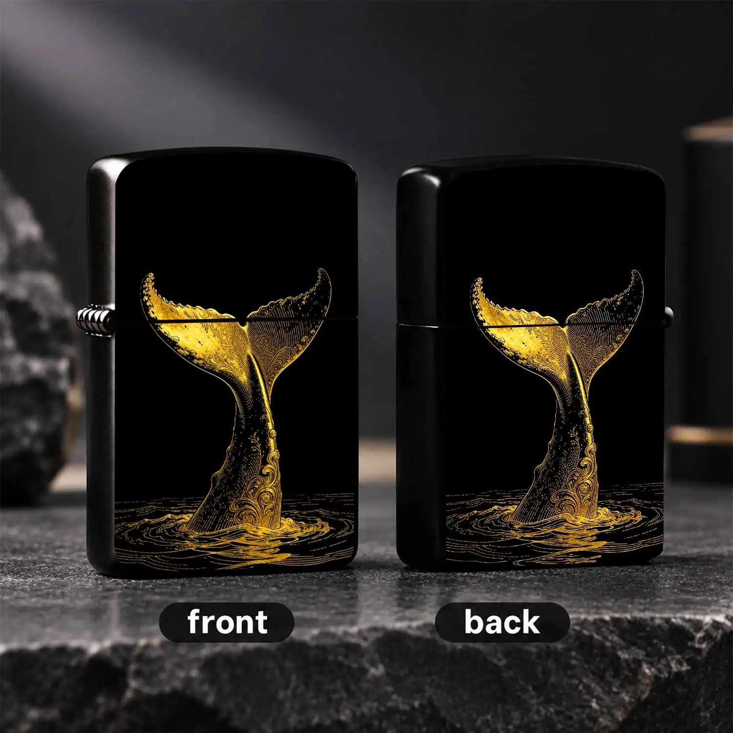 Golden Whale Tail Art Lighter, Exquisite Retro Luxurious Creative Gift, Full Scenario Adaptation, Portable Practical Item for Daily Use, Ideal Present for Friends and Collectors, Stylish Desktop Decor A Humorous And Interesting Lighter