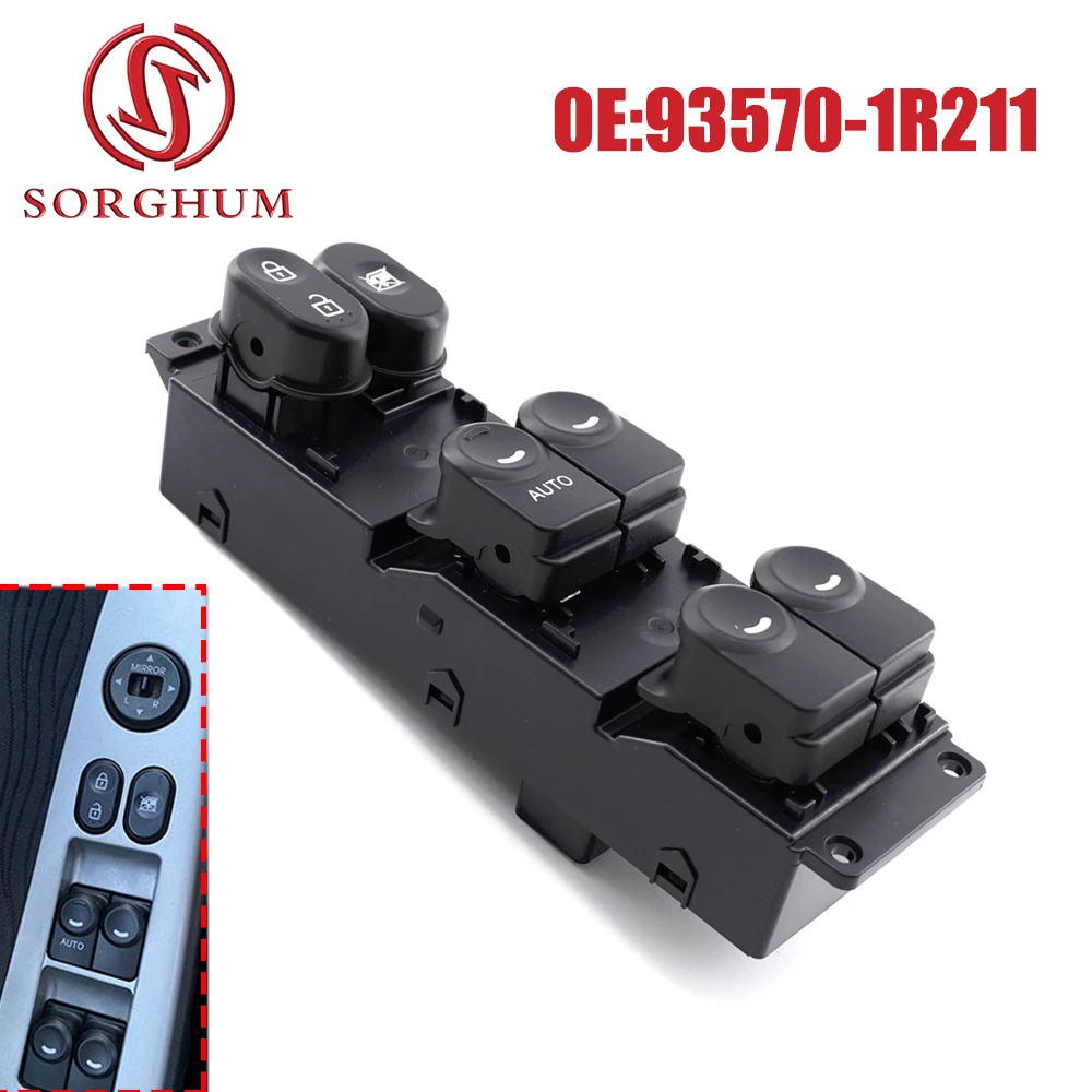 SORGHUM 93570-1R211 935701R211 Front Left Power Master Window Control Lifter Switch Button For Hyundai Accent 2015 2016 2017