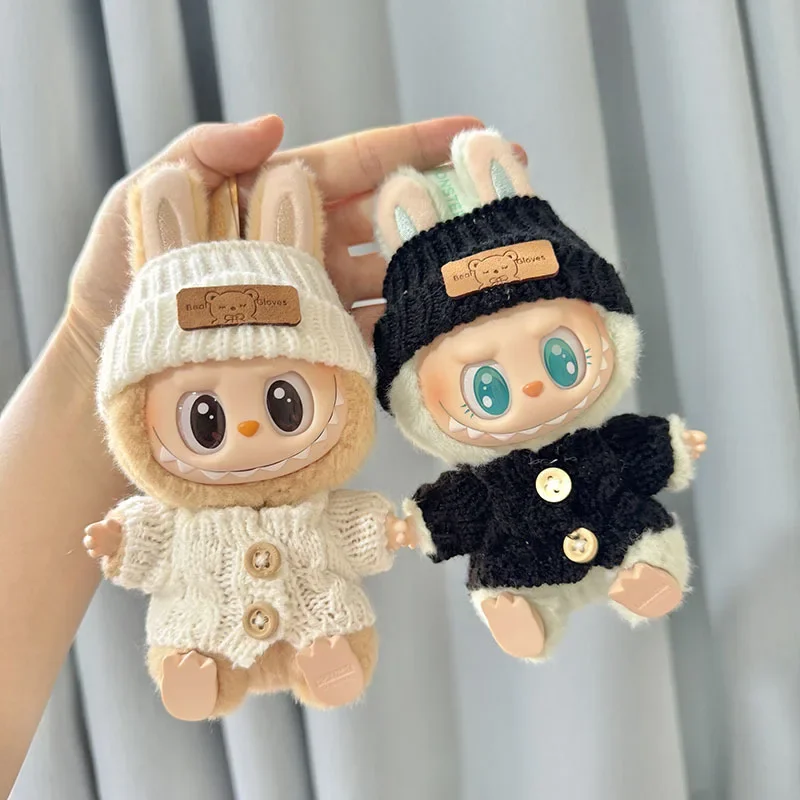 Mini Puppe Kleidung Outfit Zubehör Für Korea Kpop Exo Labubu Idol V1 V2 sitzende party holz schnalle pullover set Kleidung