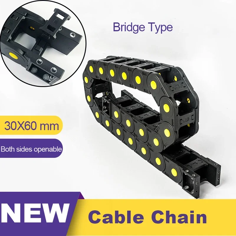 30x60 Plastic Cable Drag Chains 30 Wire Carrier With End Connectors Bridge Towline Transmission 30*60 For Machine Tools