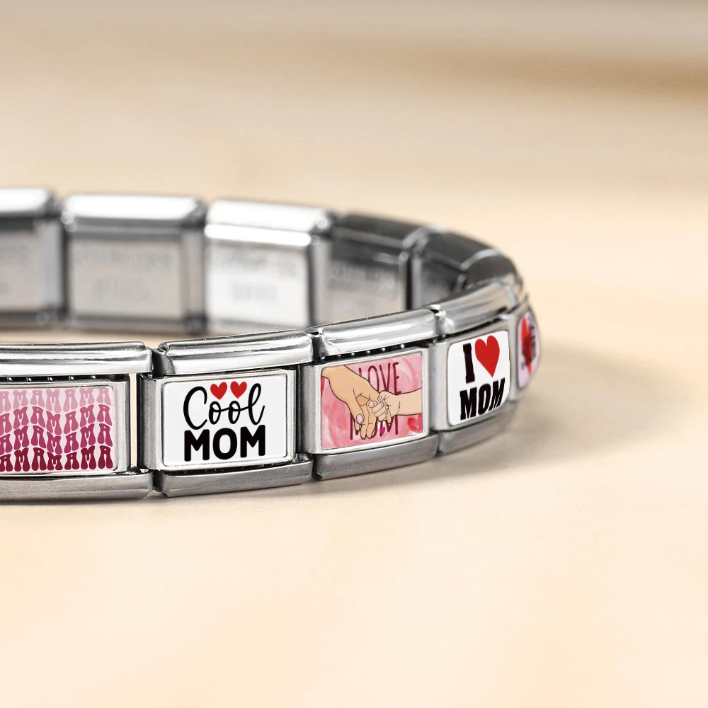 Original Design Muttertag Bunte Anhänger Schmuckgeschenke Italienische Glieder passend für 9mm Edelstahlarmband Großhandel DIY – Detail 3