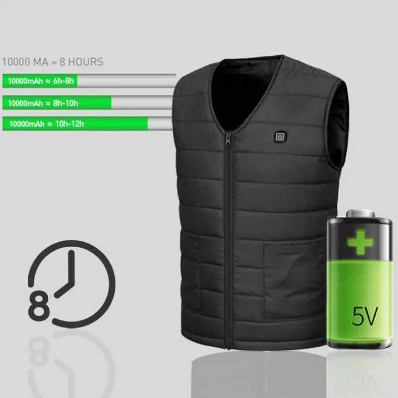 Unisex Electric Heating Insulated Vest 10 Areas Heated Jacket Men Women Heated Bodywarmer Usb Inner Heat Vest Veste Chauffante