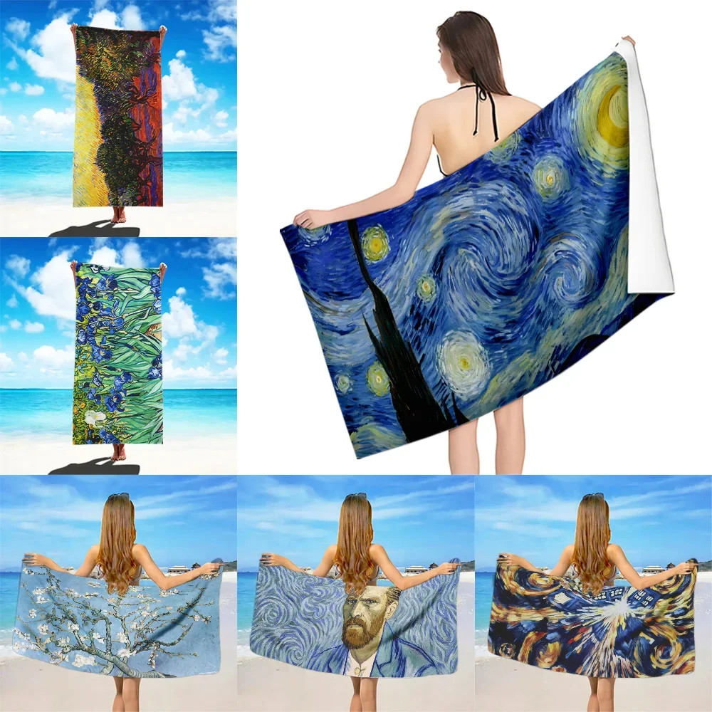 V-Van G-Gogh Beach Towel Microfiber Sand Free Quick Dry Soft Sandproof Pool Towels Gift for Women Travel Gym Shower Camping