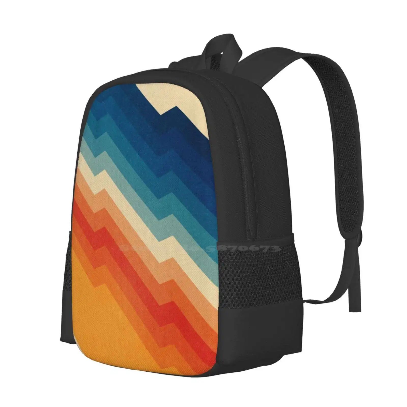 Barricade New Arrivals Unisex Bags Student Bag Backpack Abstract Pattern Bright Vibrant Geometric Angular Red Blue Orange