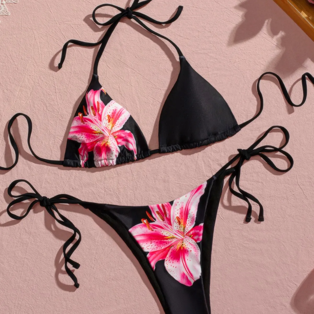 

2026 New Floral Printed Halter Bikini Women Swimwear Female Swimsuit Two-pieces Bikini set Bather Bathing Suit Swim S-XL