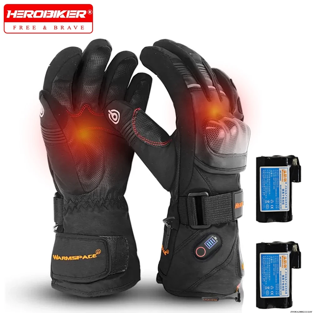 

USB Rechargeable Electric Heated Gloves Waterproof Touchscreen Winter Thermal Gloves Heated Motorcycle Bicycle Ski Warm Gloves