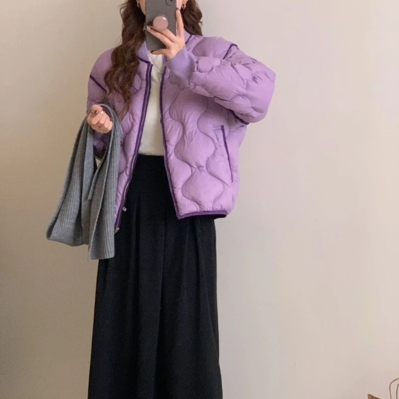 

2025 Winter Women's Fashion Lightweight Fluffy Coat Standing Collar Jacket Petite Warmth Trendy Outerwear