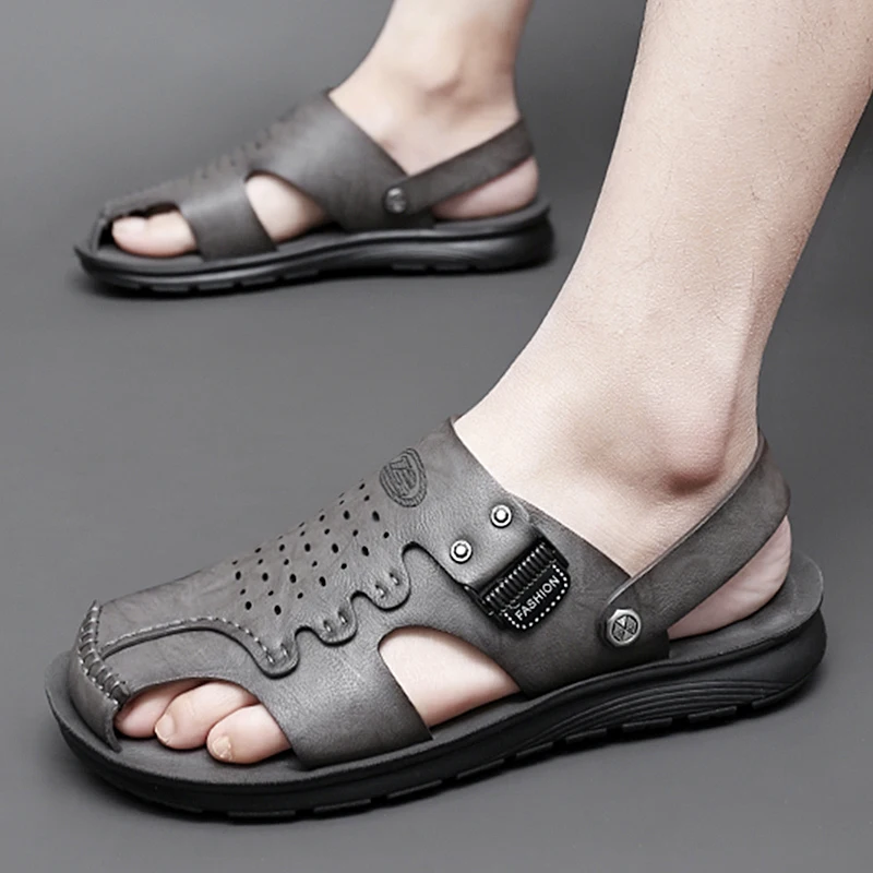 Men\'s sandals slippers 2023 summer new package head beach shoes casual sandals comfortable outdoor breathable clip toe sandals