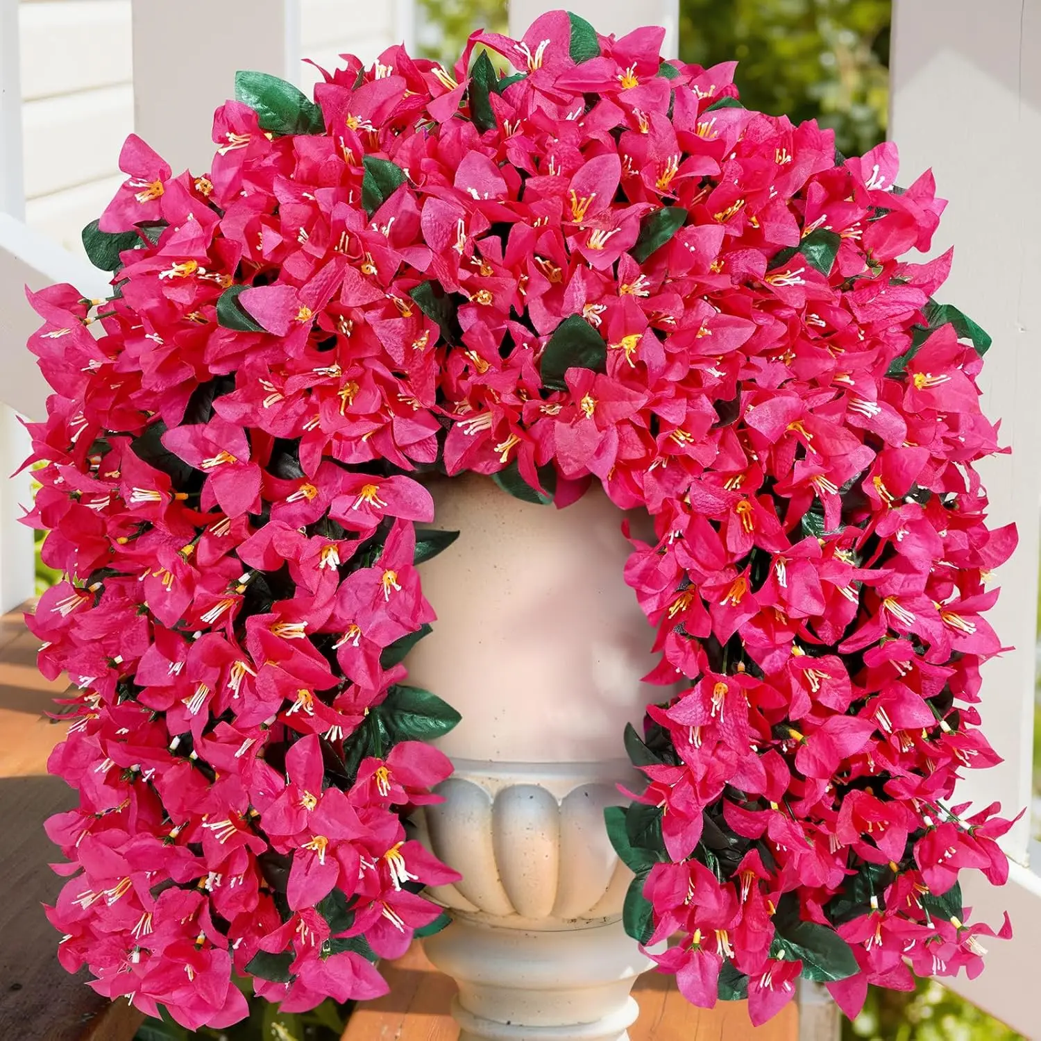

Artificial Bougainvillea Flowers, 4 PCS Plastic Long Trailing Vines Fake Flowers for Outdoor Indoor Garden Porch Balc