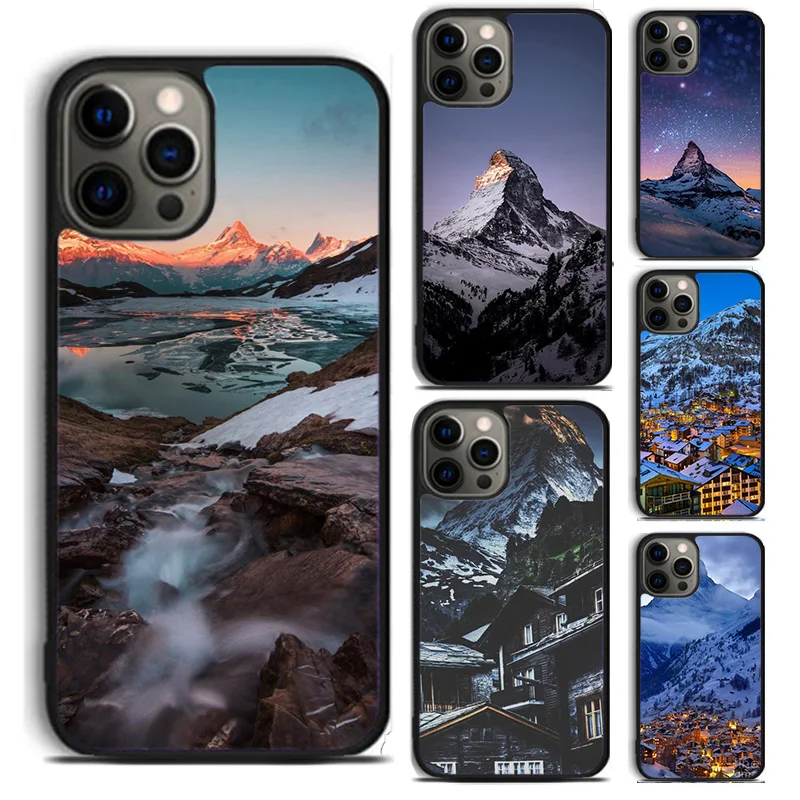 Zermatt Matterhorn Swiss Mountain phone Case For iPhone 16 15 14 Plus XR XS apple 16 11 12 13 mini Pro Max coque