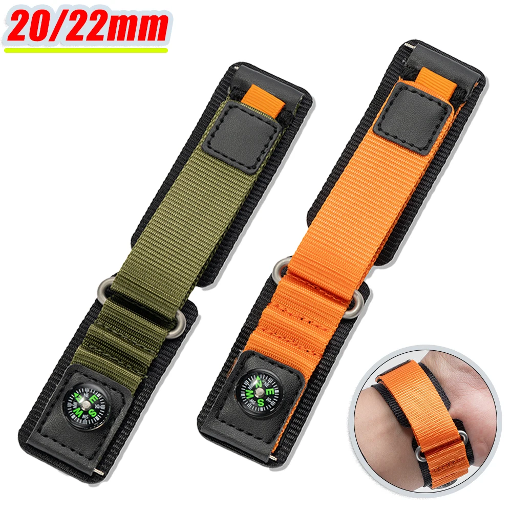 20/22mm Nylonarmband für Samsung Galaxy Watch 7/6/5/4 44/40mm mit Kompass-Armband für Huawei Watch GT6/5 46mm Atmungsaktives Armband