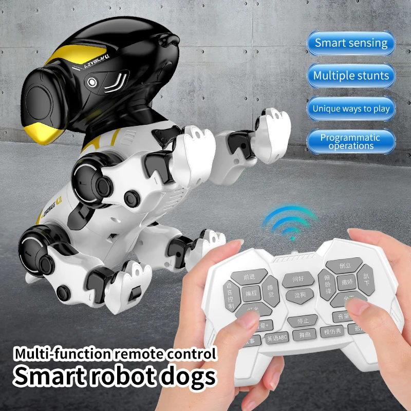 Robot chien Emo RC télécommandé, voix intelligente, marche, danse, animal de compagnie interactif, chiot, jeu mignon, jouets pour enfants