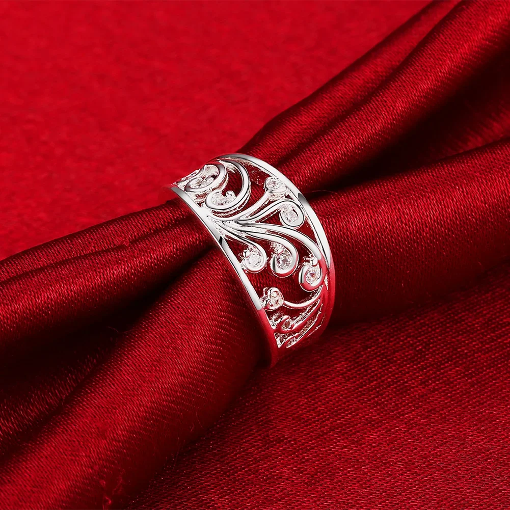 New 925 Sterling Silver crystal fine Pattern Rings For Women noble Fashion Party Gifts Charms wedding Popular brands Jewelry