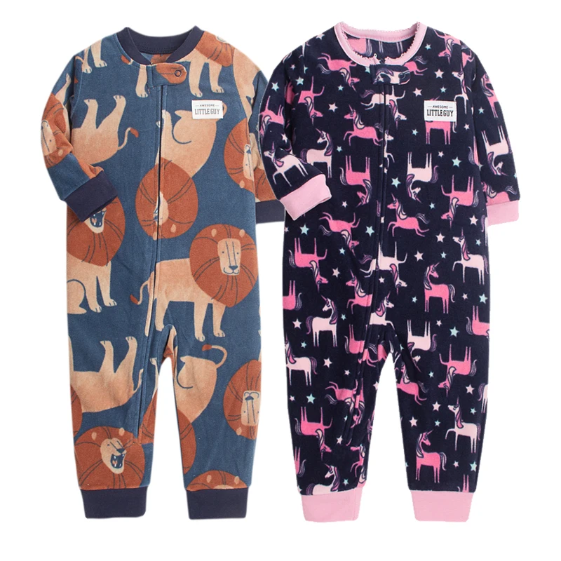 2T Baby Jumpsuit Warm Fleece Spring Autumn Toddler Baby Clothes Zipper Up Boys Girls Long Sleeve Warm Clothes Winter Christmas