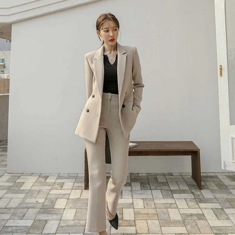 

Fashionable Slim Fit Small Suit Set Autumn Winter New Style Casual Pants Career Two Piece Set Women's Elegant Quality