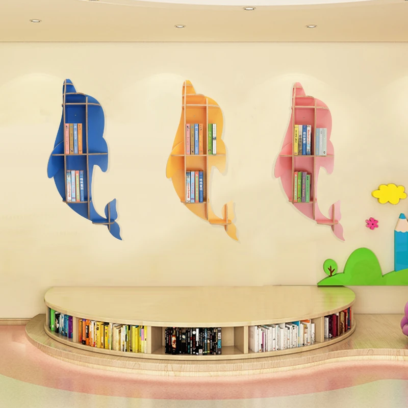 

Simple shelf for school bookshelves Dolphin animal-shaped wall decoration background wall decoration pendant