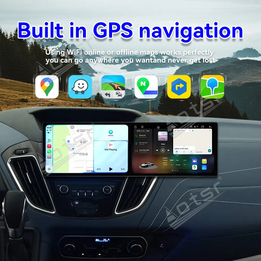 

Двойной 10,1-дюймовый Android 15 Carplay для Ford Tourneo Custom 2016-2022, GPS-навигация, автомобильное радио HD с сенсорным экраном, автостерео HeadUnit