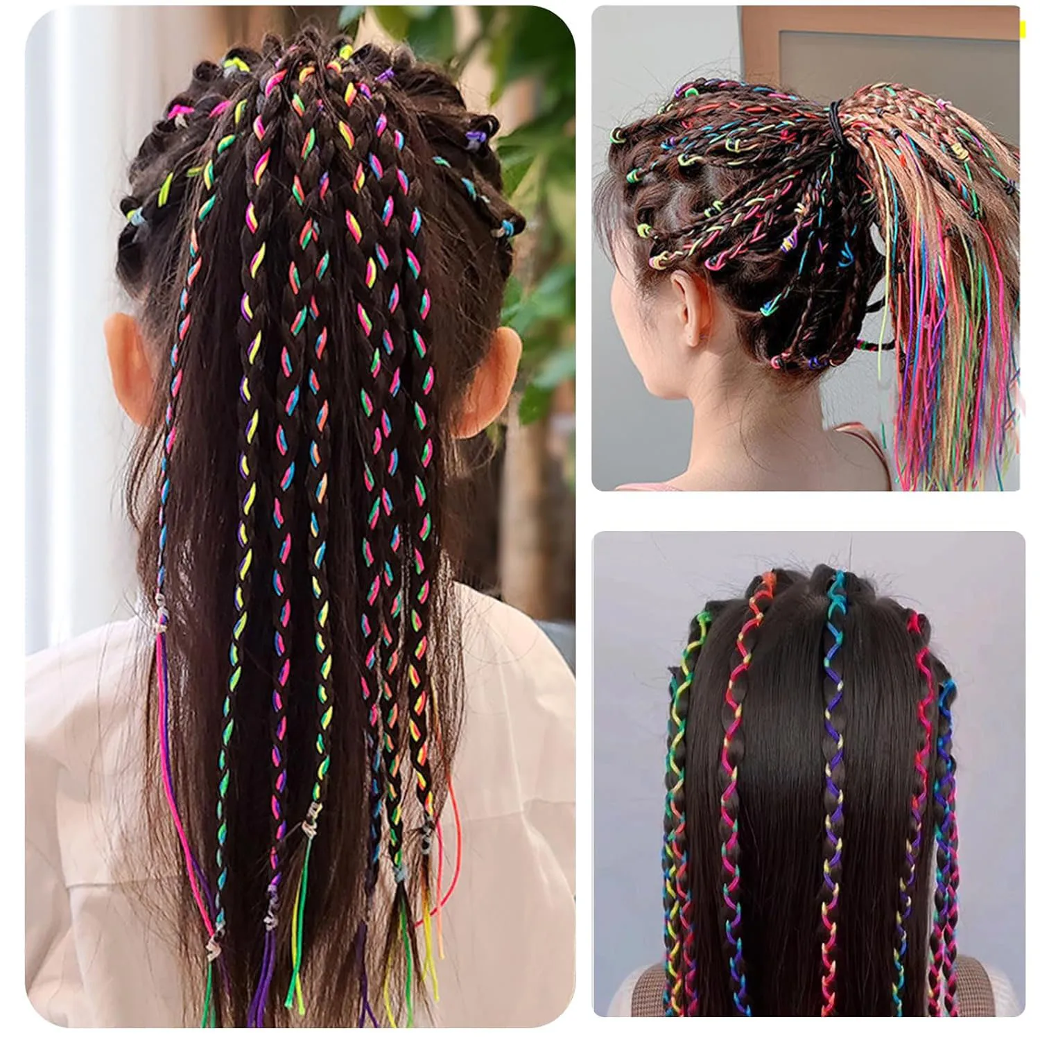 30 Pcs Colorful Hair Wrap String For Braids, Multi Rainbow Braiding Hair Tie, Girls Braids Hair Styling Accessories