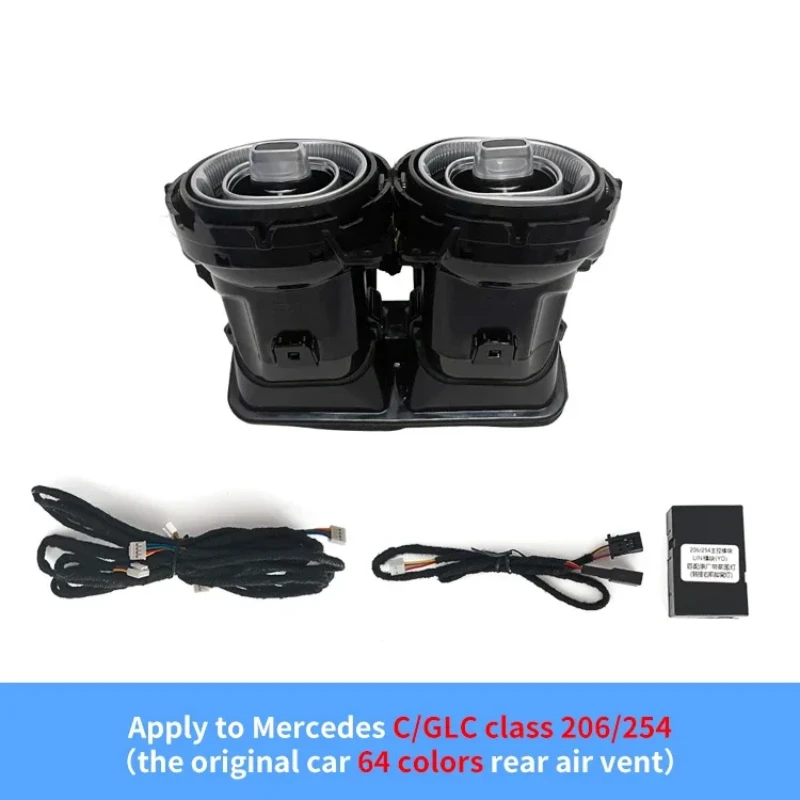 For Mercedes Benz C/GLC-class W206 X254 GLC300 GLC350 Rear Air Conditioning Vent 64 Colors LED Turbine Ambient Light