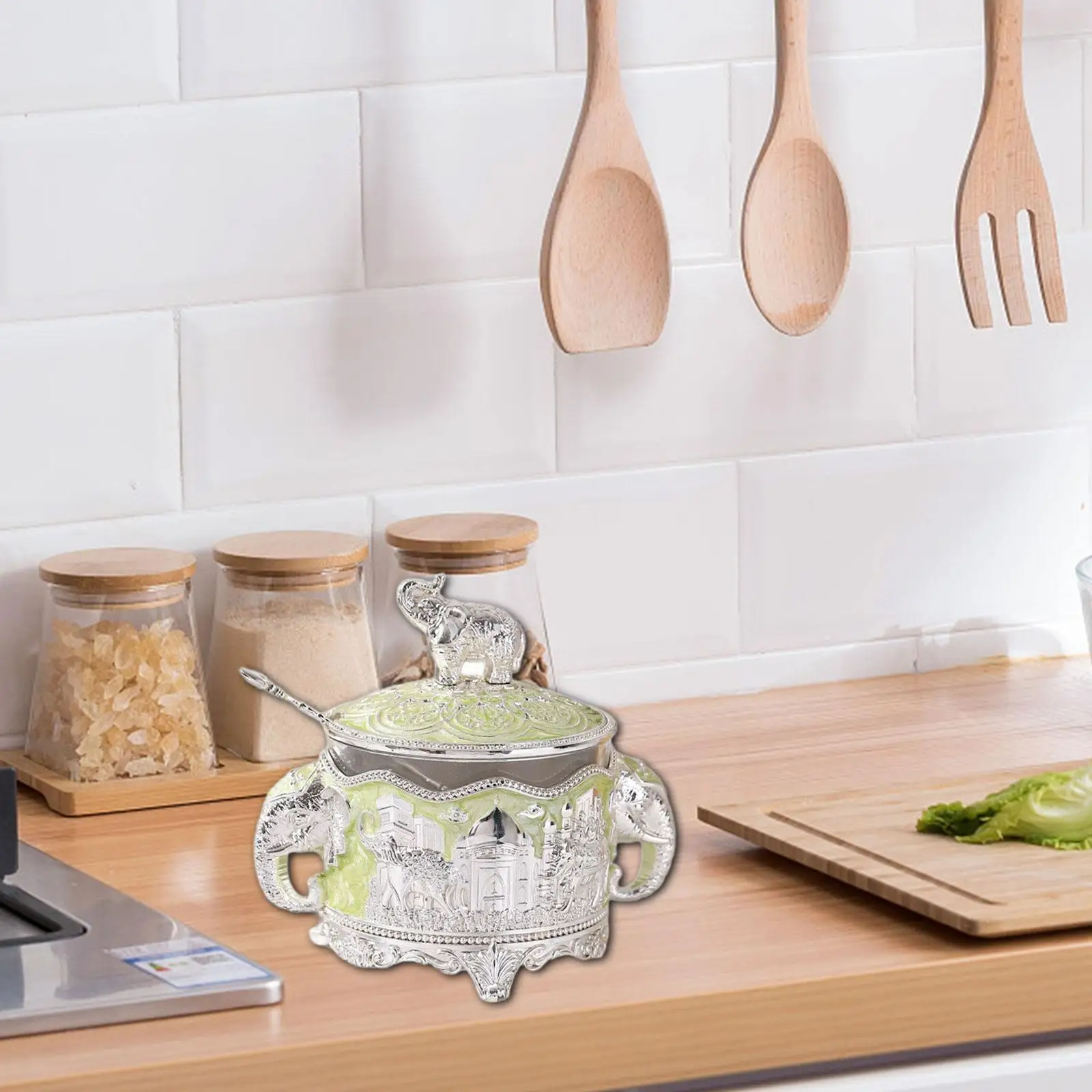 

Sugar Bowl Seasoning Jar Condiment Pot Spice Jar for Household Baking Kitchen Counter