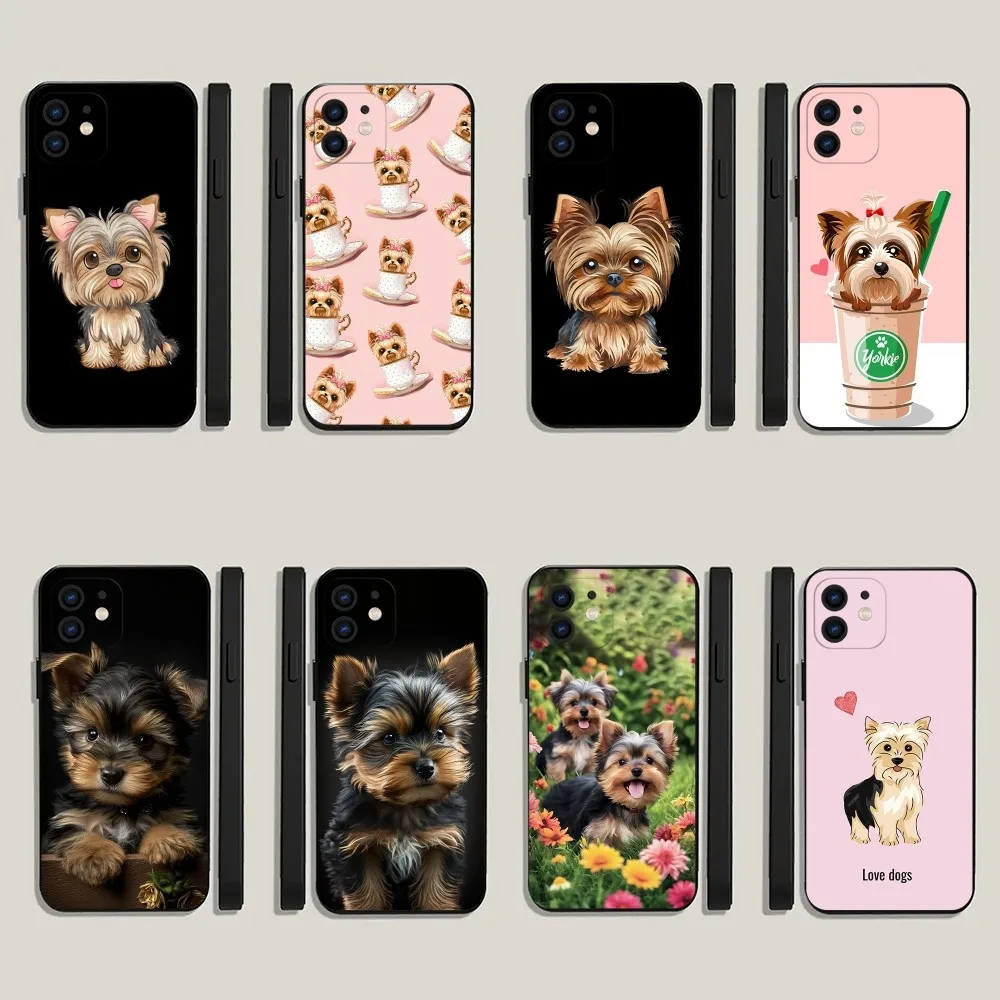 Yorkshire terrier dog   Phone Case For iPhone 15,14,13,12,11,Plus,Pro Max,XS,X,XR,SE,Mini,8,7 Soft Silicone Black Cover