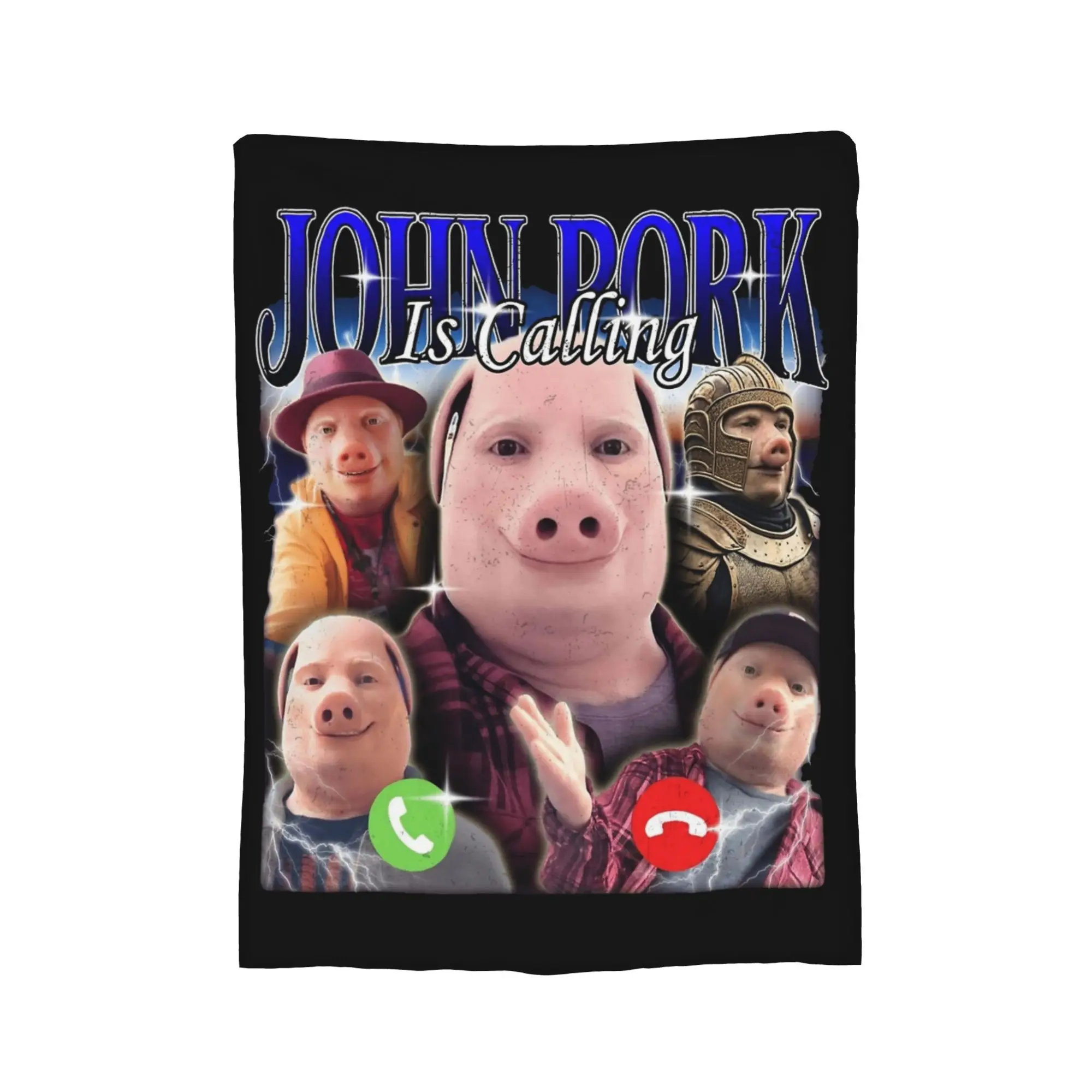 John Pork Is Calling Funny Meme Blankets Flannel Multifunction Lightweight Throw Blanket for Bed Bedroom Bedding Throws