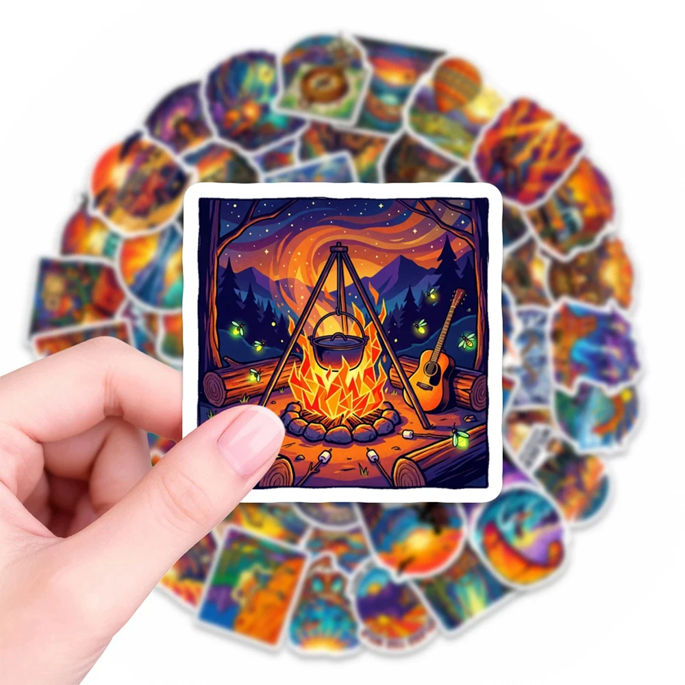 

10/30/50pcs Cool Outdoor Travel Hiking Camping Stickers Wild Adventure Cartoon Sticker Skateboard Helmet Phone Decal Wholesale