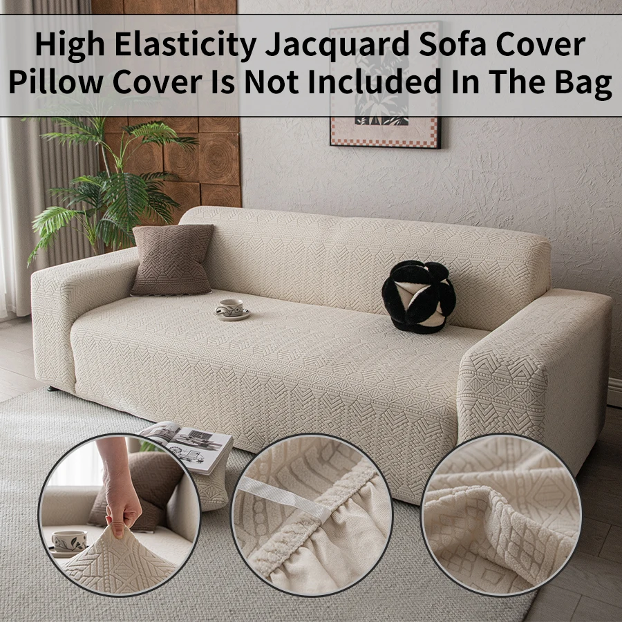 Polar Fleece Jacquard Sofa Cover – High Elasticity, Pet-Friendly & Stain-Resistant, Easy to Install, Decorative, All-Season Use