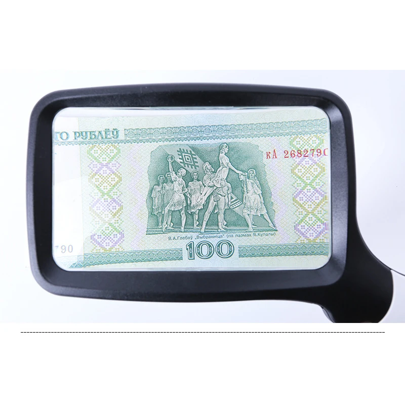 2 مرات التكبير 108x63 مللي متر مستطيل عدسة المحمولة للطي مع 5 قطعة مصابيح LED كلوز قراءة صحيفة HD الاكريليك المكبر