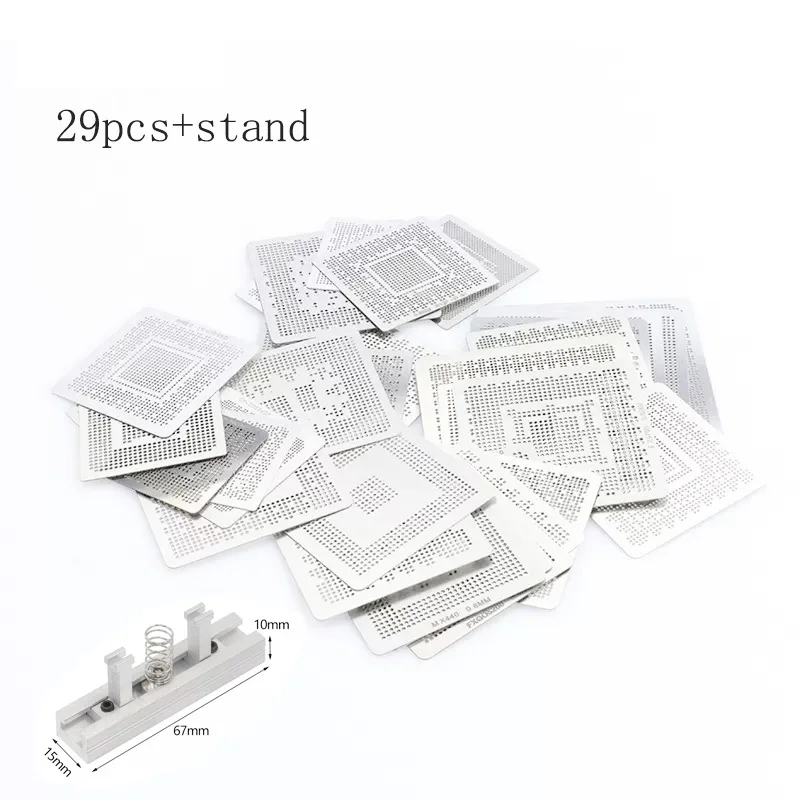 

Набор из 29 универсальных шаблонов BGA для пайки, приспособление для нанесения припоя, инструменты для пайки шариков припоя, комплект для станции реболлинга BGA