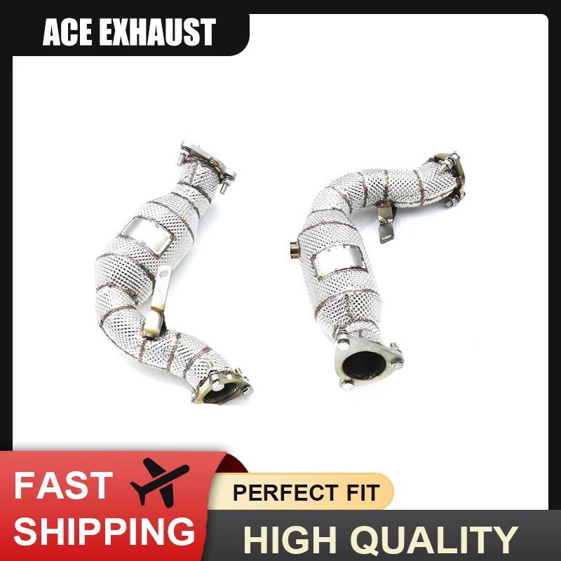 ACE Downpipes for Audi S4 S5 B8 3.0T High Flow Exhaust Sport Cat Downpipe with Heat Shield SUS304 Quality Tuning Exhaust Systems