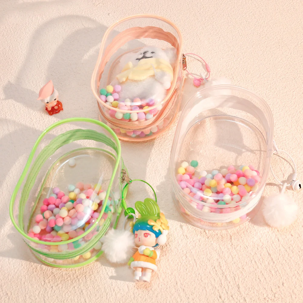 1pcs Transparent Pouch Mystery Box For Dolls Thicken Waterproof Organizer Box Keychain Bag Double Zippers Doll Display Out Bag