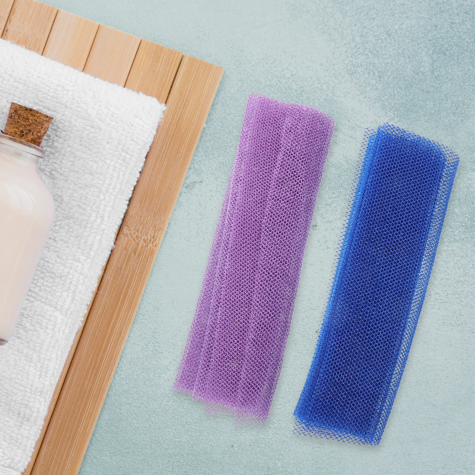 

2Pcs African Exfoliating Net Long Bath Sponge Unisex Deep Cleansing Shower Back Body Scrubber for Daily Skin Smoothing