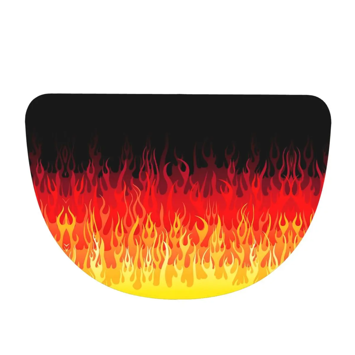 Red Hot Rod Flame On Edge Black Background Soft Flannel Half Round Doormat Non Slip Bathroom Mat Absorbent Floor Carpet
