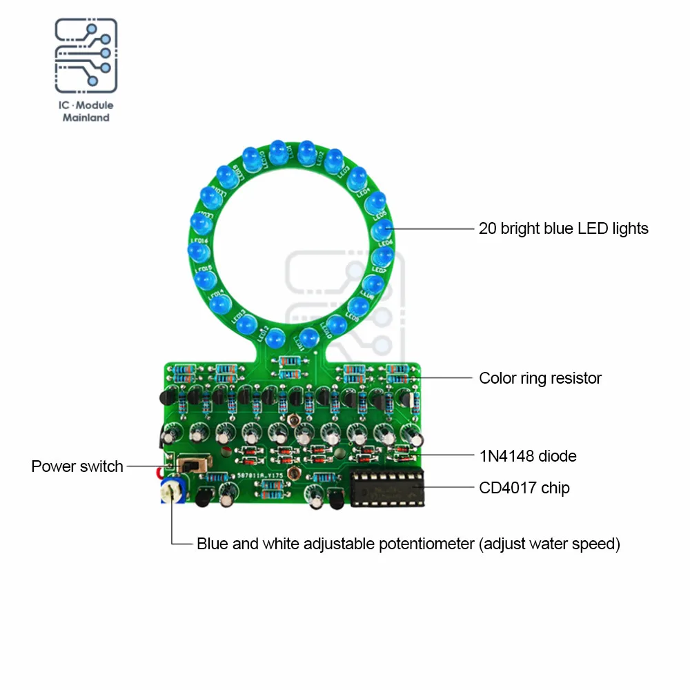 CD4017 Circular Gradient LED Flowing Light DIY Electronic Kit Fun Welding Production Loose Parts TJ-56-522