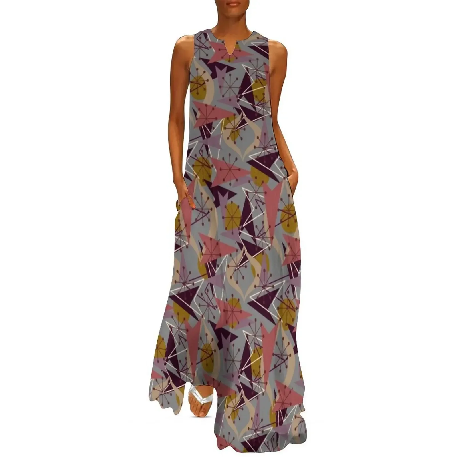 

Atomic Pink Arrows Long Dress Dresses gala Clothing female summer women's suit women formal occasion dresses Dress