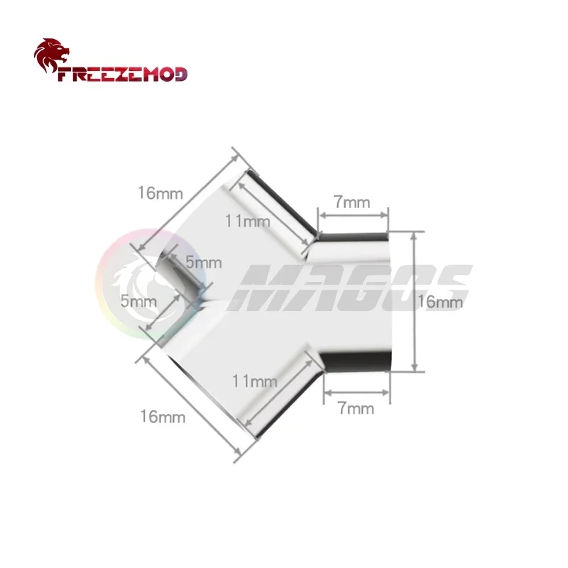 Freezemod Adapter montażowy dystrybutora chłodzenia wodą, wewnętrzny rozdzielacz G1/4'' X3 Tee Y, czarny/srebrny, HDTD-3YTB